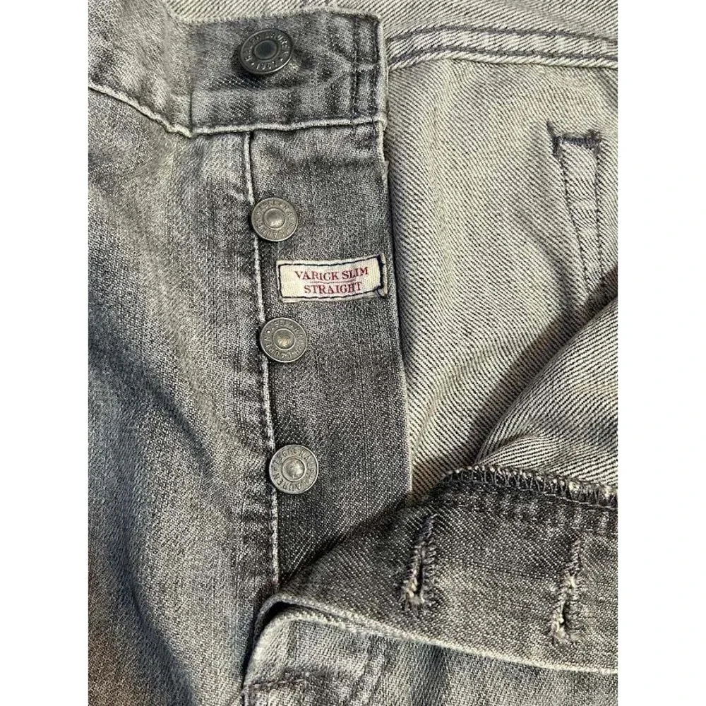 Polo Ralph Lauren Varick Slim Straight Jeans 40x32 Ash Grey Cotton Distressed